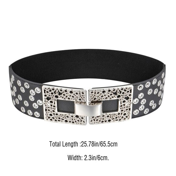 Women Vintage Elastic Belt Crocodile Pattern Stretchy Retro Pu Leather Fashion🤓 - Picture 2 of 8